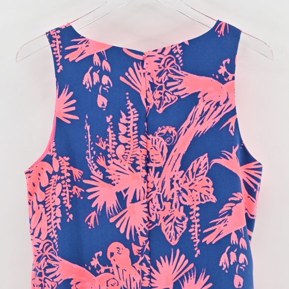 Lilly Pulitzer Donna Romper Sz 10 Indigo Night Caw Blue Pink Sleeveless Playsuit - Picture 14 of 16